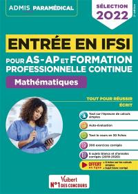 Entrée en IFSI pour AS-AP et formation professionnelle continue : mathématiques : sélection 2022