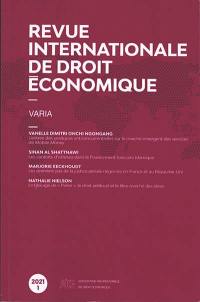 Revue internationale de droit économique, n° 1 (2021). Varia