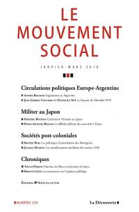 Mouvement social (Le), n° 230. Circulations politiques entre Europe et Argentine. Sociétés postcoloniales