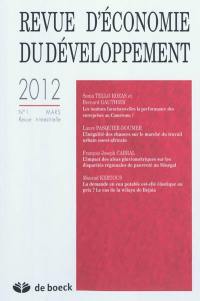 Revue d'économie du développement, n° 1 (2012)