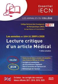 Lecture critique d'un article médical : les annales en QRM de 2009 à 2020