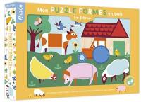 La ferme : mon puzzle formes en bois. Farm : my wooden shape puzzle. En la granja : mi puzle de formas geométricas