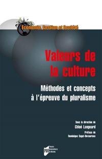 Valeurs de la culture : méthodes et concepts à l'épreuve du pluralisme