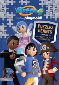 Super 4, inspiré par Playmobil : puzzles géants : 5 puzzles de plus de 80 pièces
