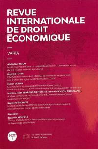 Revue internationale de droit économique, n° 1 (2022). Varia