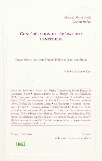 Confédération et fédération : l'antithèse