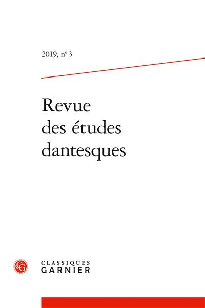 Revue des études dantesques, n° 3 (2019)