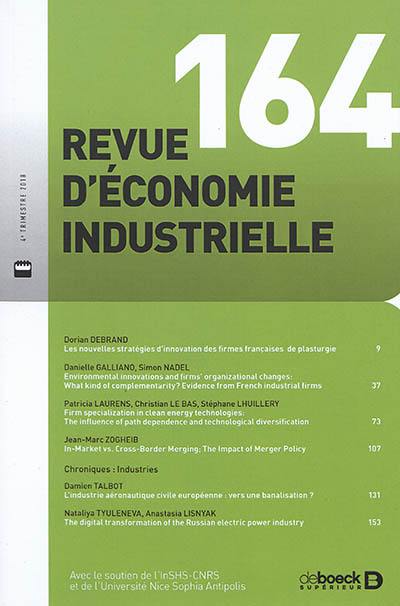 Revue d'économie industrielle, n° 164
