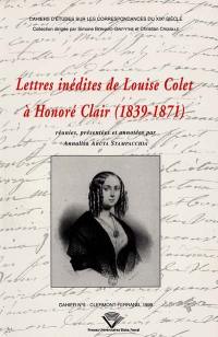 Lettres inédites de Louise Colet à Honoré Clair, 1839-1871