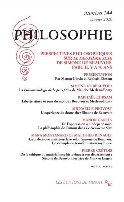 Philosophie, n° 144. Perspectives philosophiques sur Le deuxième sexe de Simone de Beauvoir paru il y a 70 ans