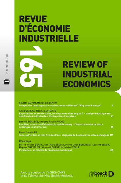 Revue d'économie industrielle, n° 165