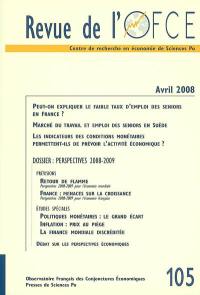 Revue de l'OFCE, n° 105. Perspectives 2008-2009