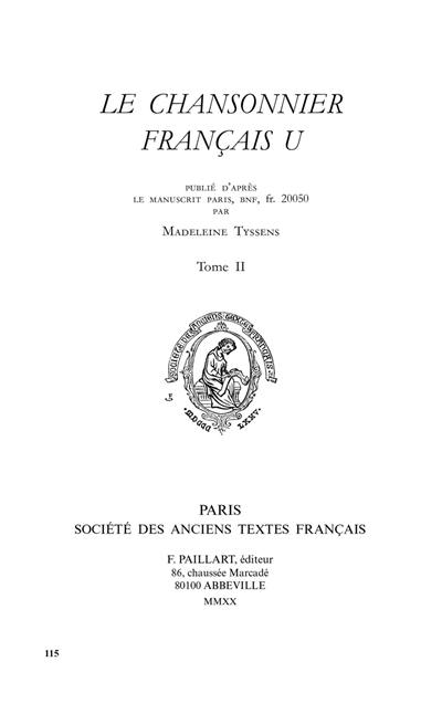 Le chansonnier français U. Vol. 2