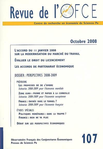 Revue de l'OFCE, n° 107. Perspectives 2008-2009