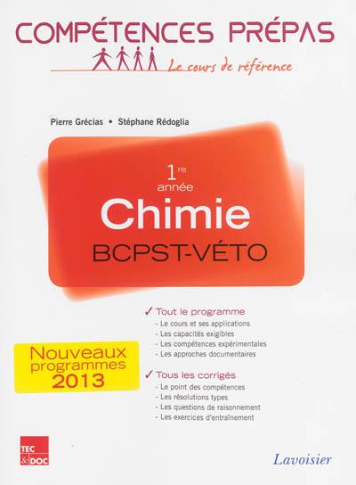 Chimie BCPST-Véto : 1re année : nouveaux programmes 2013