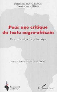 Pour une critique du texte négro-africain : de la sociocritique à la politocritique
