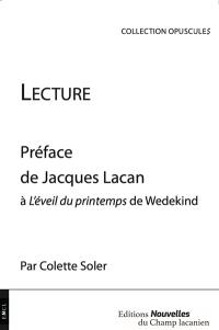 Lecture : préface de Jacques Lacan à L’éveil du printemps de Wedekind