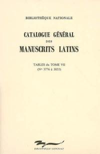 Catalogue général des manuscrits latins. Tables du tome VII : n° 3776 à 3835