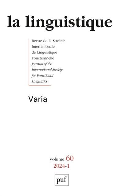 Linguistique (La), n° 1 (2024). Varia