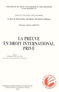 La preuve en droit international privé français