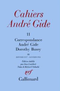 Cahiers André Gide, n° 11. Correspondance André Gide-Dorothy Bussy : janvier 1937-janvier 1951