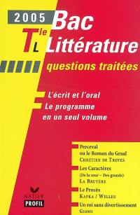 Bac littérature 2005, Terminale L : questions traitées