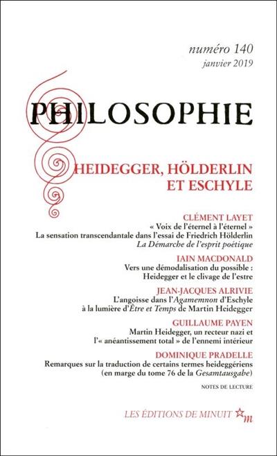 Philosophie, n° 140. Heidegger, Hölderlin et Eschyle