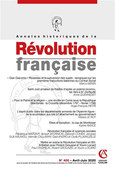 Annales historiques de la Révolution française, n° 400