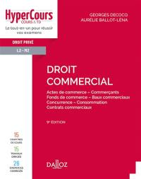 Droit commercial : actes de commerce, commerçants, fonds de commerce, baux commerciaux, concurrence, consommation, contrats commerciaux