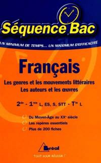 Français, 2de, 1re L, ES, S, STT, terminale L : les genres et les mouvements littéraires, les auteurs et les oeuvres