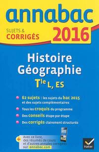 Histoire géographie terminale L, ES : 2016