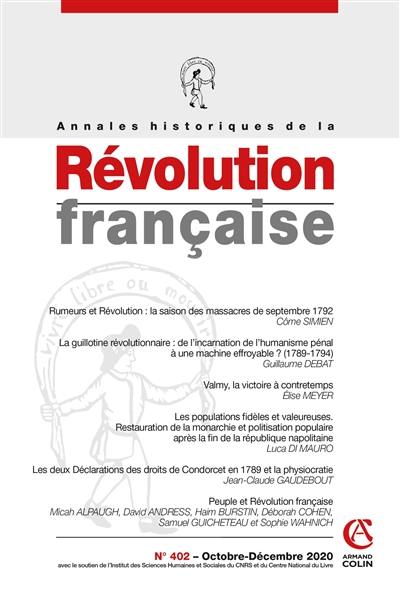 Annales historiques de la Révolution française, n° 402