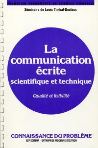 La Communication écrite, scientifique et technique : qualité et lisibilité, séminaire