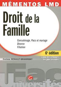 Droit de la famille : concubinage, Pacs et mariage, divorce, filiation