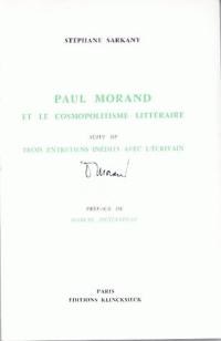 Paul Morand et le cosmopolitisme littéraire