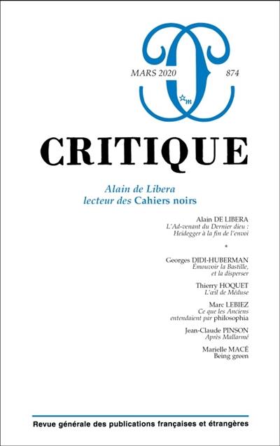 Critique, n° 874. Alain de Libera lecteur des Cahiers noirs