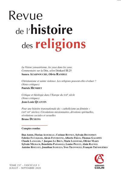 Revue de l'histoire des religions, n° 3 (2020)