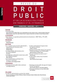 Revue du droit public et de la science politique en France et à l'étranger, n° 1 (2024). Conseiller l'Etat