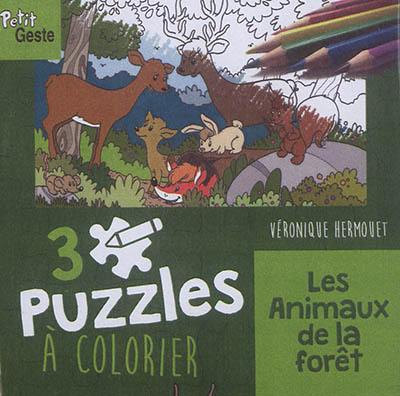 Les animaux de la forêt : 3 puzzles à colorier