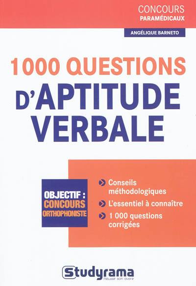 1.000 questions d'aptitude verbale : concours orthophoniste
