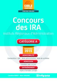 Concours des IRA, instituts régionaux d'administration : catégorie A