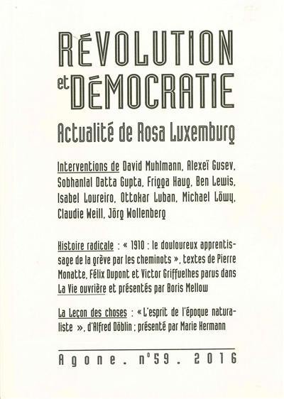 Agone, n° 59. Révolution et démocratie : actualité de Rosa Luxemburg