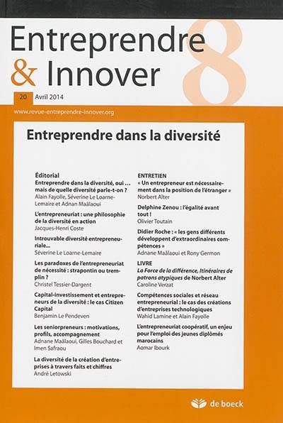 Entreprendre & innover, n° 20. Entreprendre dans la diversité