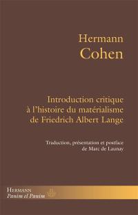 Introduction critique à L'histoire du matérialisme de Friedrich Albert Lange