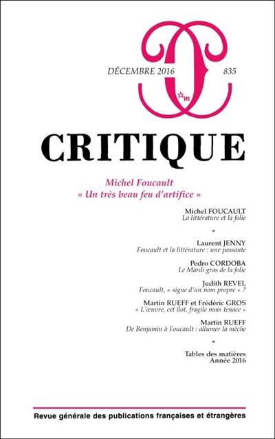 Critique, n° 835. Michel Foucault : un très beau feu d'artifice