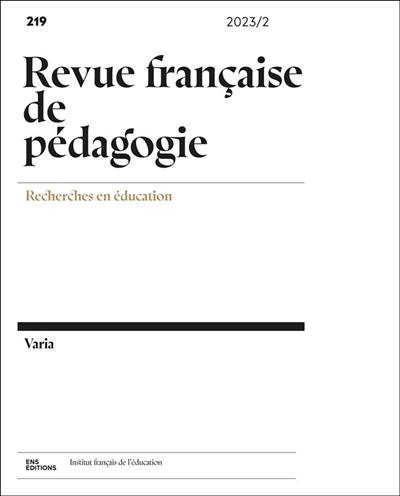 Revue française de pédagogie, n° 219. Varia