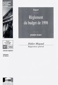 Règlement du budget de 1998 : rapport, première lecture
