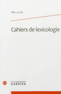 Cahiers de lexicologie, n° 35