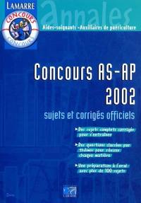 Concours AS-AP 2002 : sujets et corrigés officiels