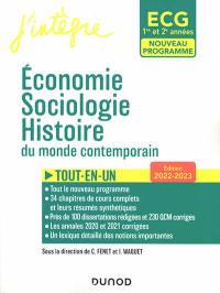 Economie, sociologie, histoire du monde contemporain, ECG 1re et 2e années : tout-en-un, édition 2022-2023 : nouveau programme